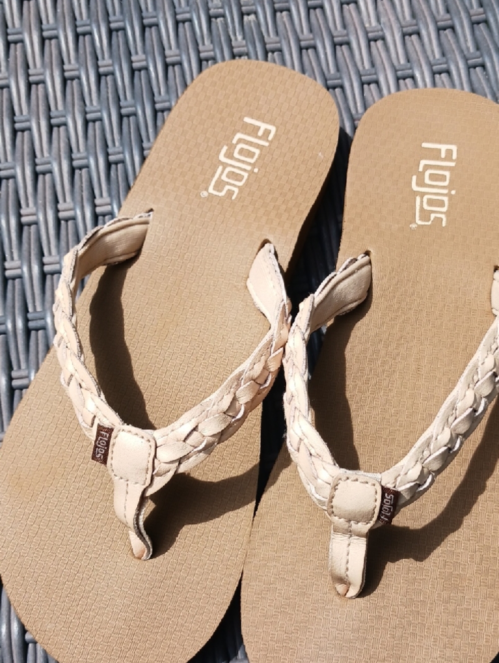 Flojos Women's Braided Strap Sandals in Tan Size 6